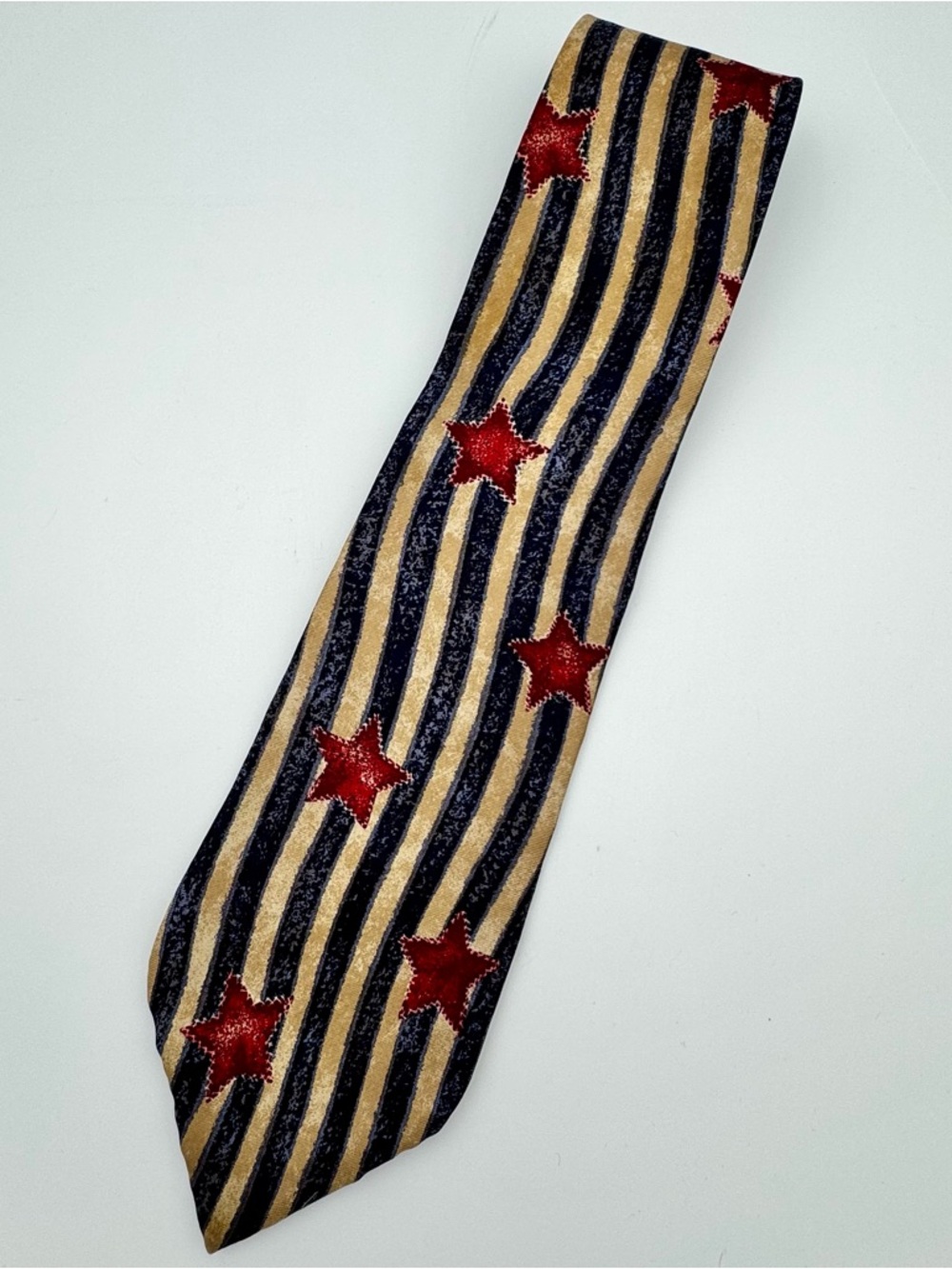 Vintage Chaps Ralph Lauren American Flag Tie 4th July Stars Stripes Made USA